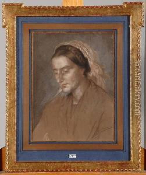 Portrait De Dame Oil Painting - Jean-Mathieu Nisen