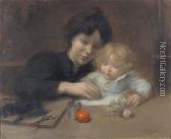 Mutter Mit Kind. Oil Painting - Armand Berton