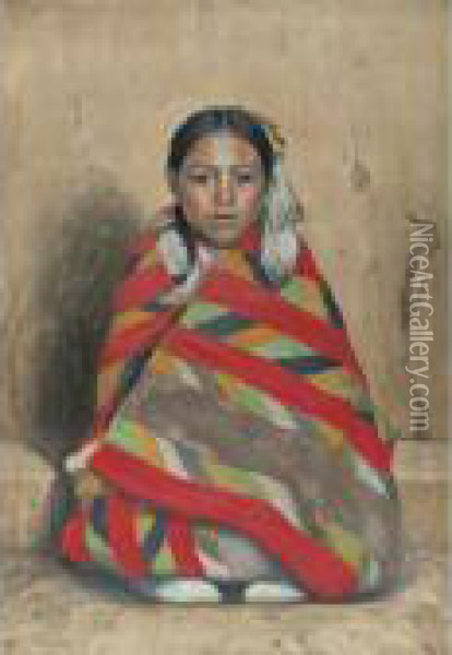 Indian Girl In A Blanket Oil Painting - Eanger Irving Couse