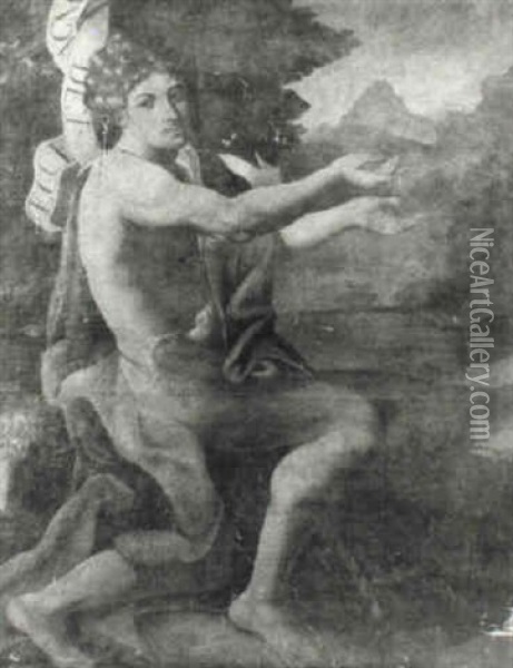 St. John The Baptist In The Wilderness Oil Painting - Giovanni Battista Gaulli