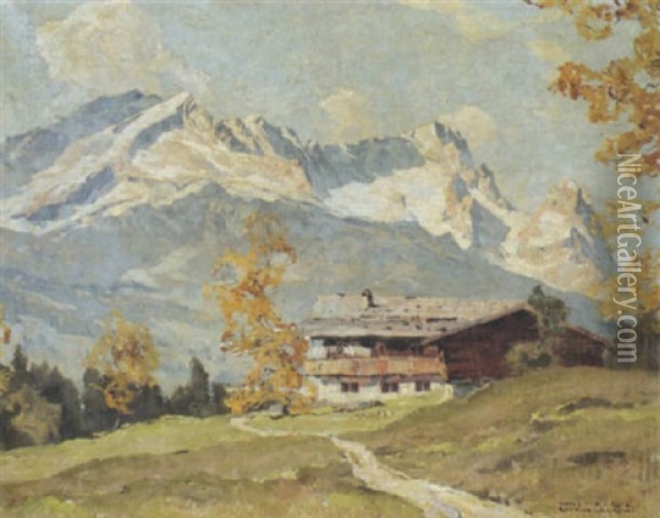 Gschwandtner Bauer, Alp Zugspitze Oil Painting - Hans Maurus