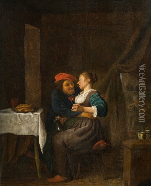 Loving Couple Oil Painting - Hendrick Martensz Sorgh