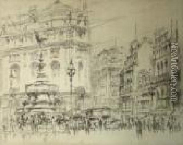 Walcott : 'piccadilly Circus' Oil Painting - William Walcot