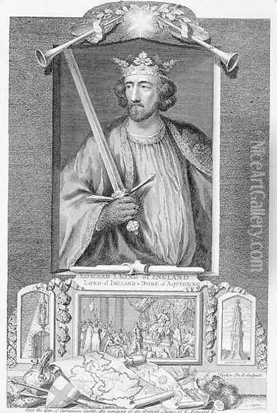 Edward I 1239-1307 King of England from 1272, after the remains of a statue, engraved by the artist Oil Painting - George Vertue