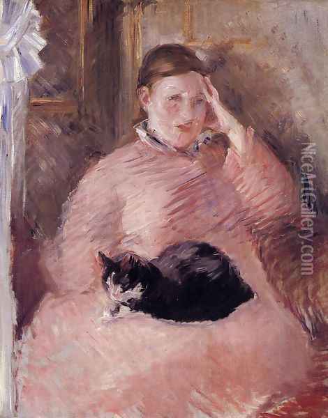 Woman with a Cat, Portrait of Madame Manet Oil Painting - Edouard Manet