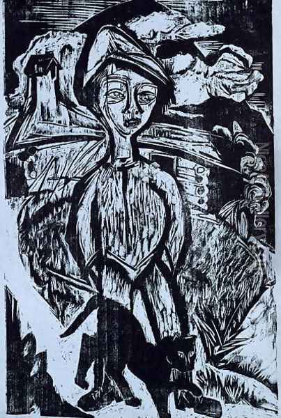 Mountain lad in Storm Oil Painting - Ernst Ludwig Kirchner