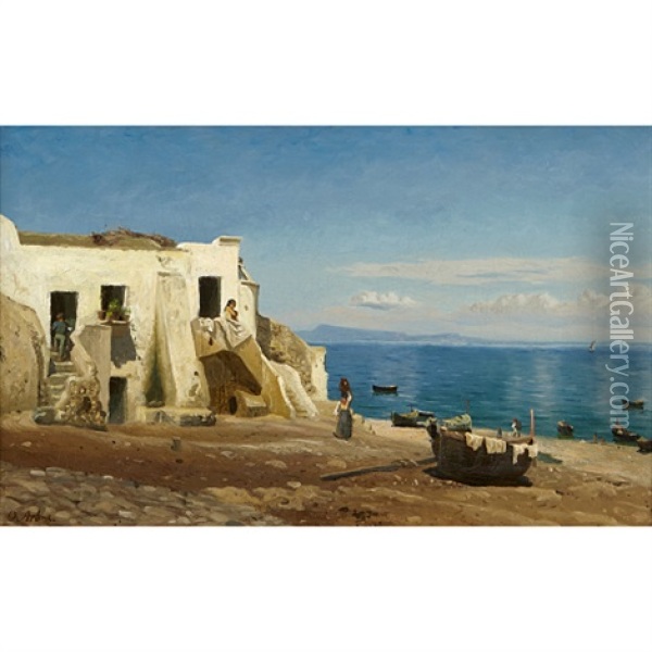 Marinan Vid Capri Oil Painting - Olof Arborelius