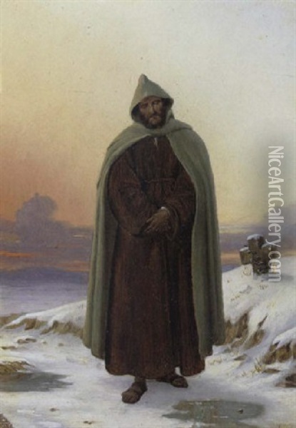 Ein Eremit In Winterlicher Landschaft Oil Painting - Carl Gustav Carus