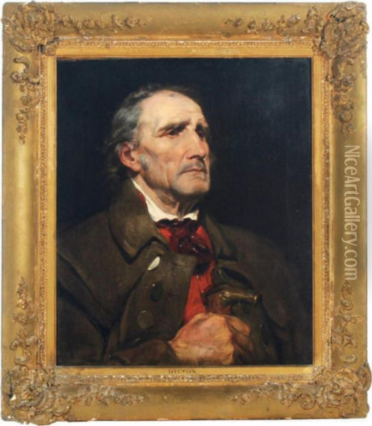 Portrait Of An Elderly Man Holding A Cane Oil Painting - William Hilton
