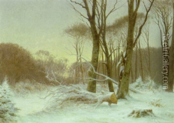 Skovparti, Vinter Oil Painting - Carl Milton Jensen