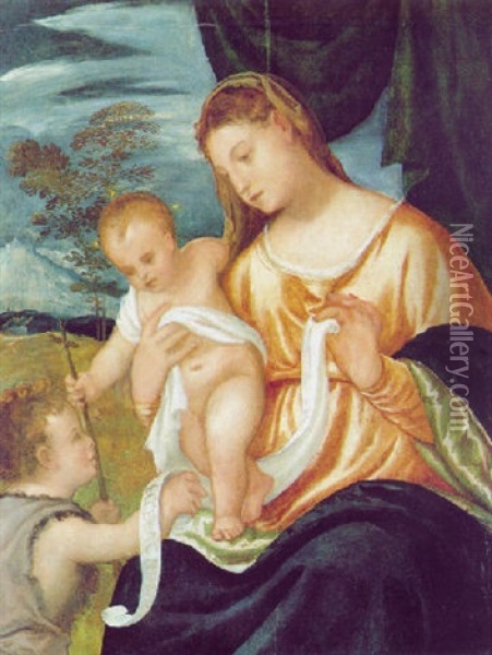 Madonna Con Bambino E San Giovannino Oil Painting - Polidoro da Lanciano