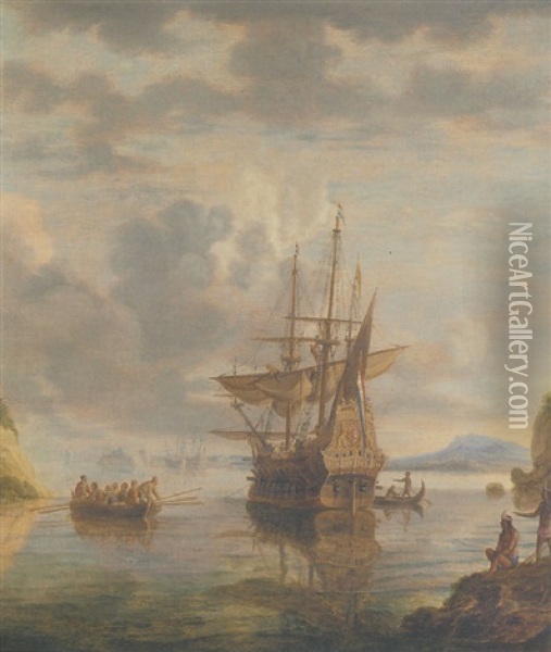 Navire Hollandais Pres D'une Cote Du Bresil Oil Painting - Bonaventura Peeters the Elder