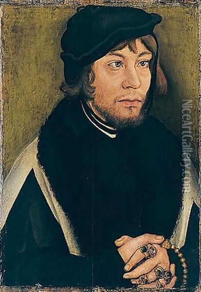 Portrait Of The Margrave Of Brandenburg-Ansbach, Grand Master Of The Teutonic Order, And Later Duke Of Prussia Oil Painting - Lucas The Elder Cranach