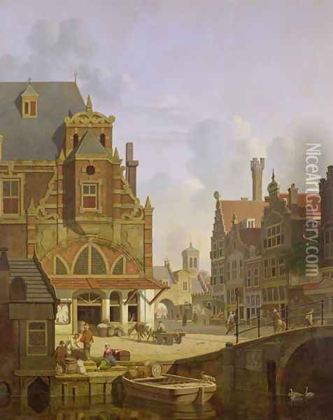 Street Scene Oil Painting - Jan Hendrik Verheyen