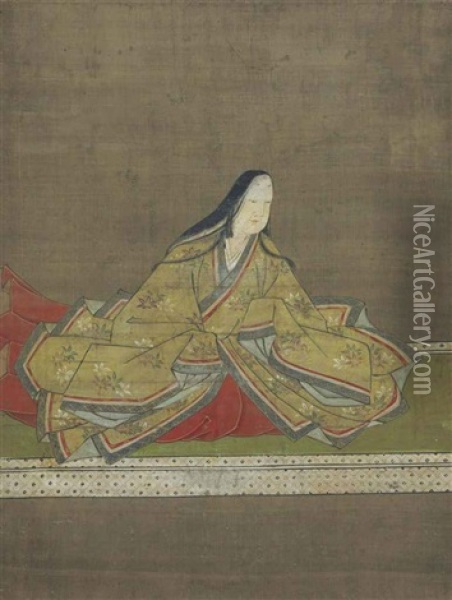 Portrait Of Kasuga No Tsubone (1579-1643) Oil Painting - Tanyu Kano