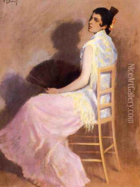 Spanish Woman with a Fan Oil Painting - William Turner Dannat