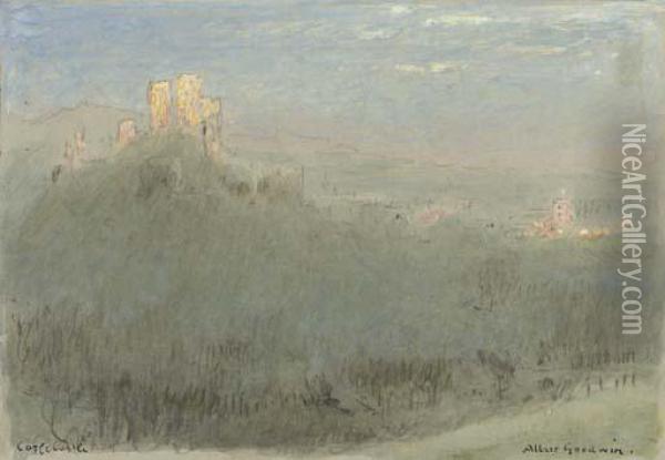 Corfe Castle Oil Painting - Albert Goodwin