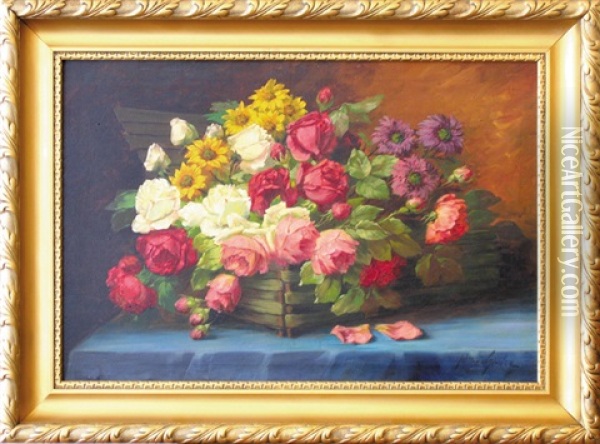 Kwiaty W Koszu Oil Painting - Wilhelm Schuetze