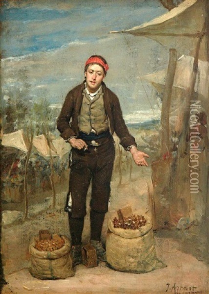 Vendedor De Chufa Oil Painting - Joaquin Agrasot y Juan