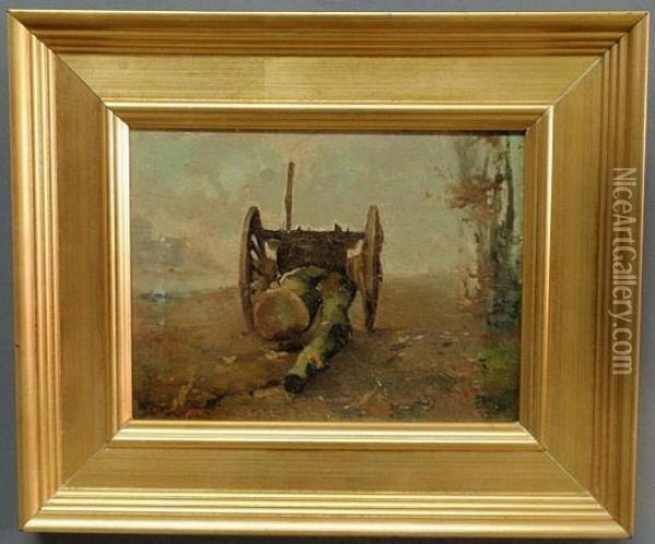 Logging Cart Oil Painting - Chas. P Gruppe