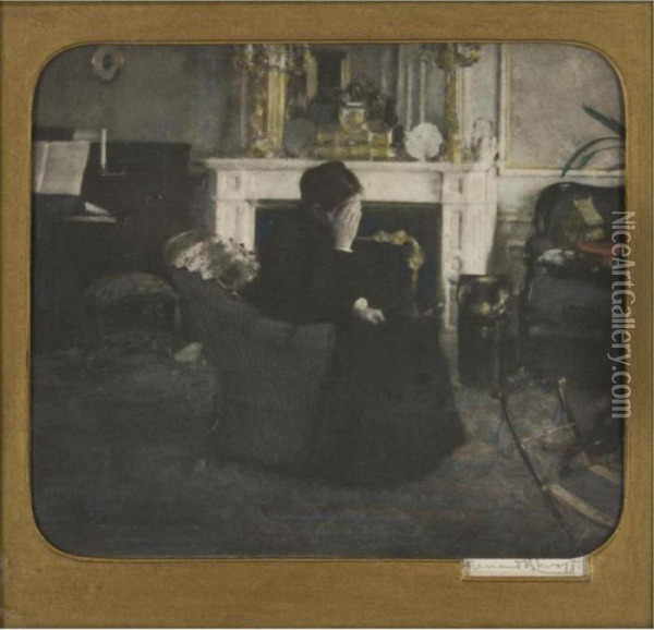 En Ecoutant Du Schumann Oil Painting - Fernand Khnopff