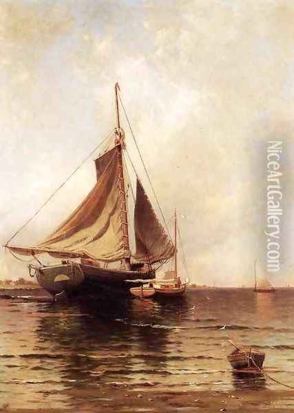 Oyster Boats Oil Painting - Alfred Thompson Bricher