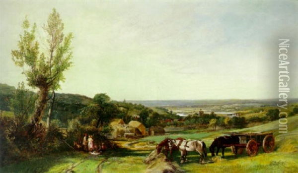 Hay Time In The Wye Valley Oil Painting - Edward Adveno Brooke