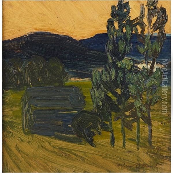 Solnedgang, Akkajaure, Stora Sjofallet Oil Painting - Helmer Osslund
