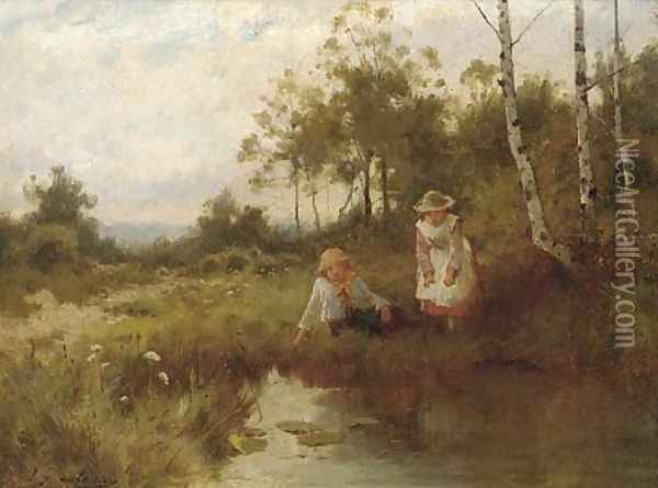By the pond Oil Painting - Joseph Paulman