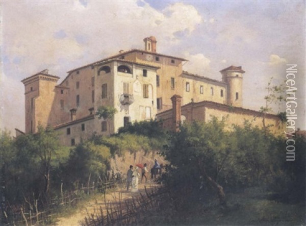Castello Di Scipione Oil Painting - Carlo Jotti