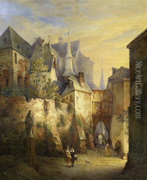 Koln - Die Altstadt Mit Dem Dreikonigspfortchen Oil Painting - August Heinrich Andreae