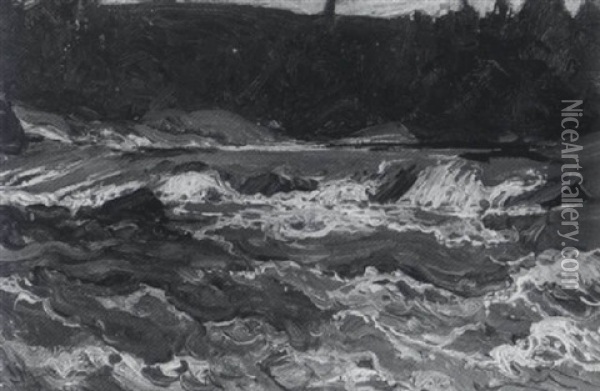 Rapids Near Burk's Falls, Magnetawan Oil Painting - James Edward Hervey MacDonald