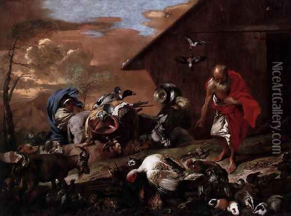 In Front of Noah's Ark c. 1650 Oil Painting - Giovanni Benedetto Castiglione