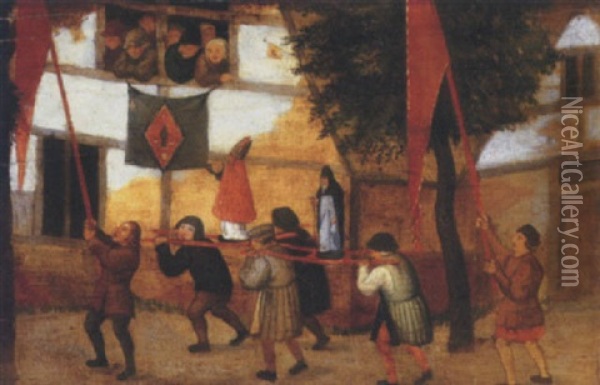 A Religious Procession In A Village Oil Painting - Pieter Brueghel the Younger