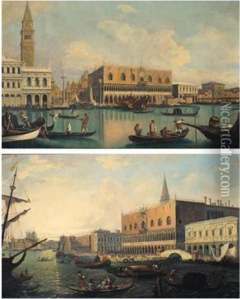 Venice, A View Of The Molo With The Doge's Palace, Looking West Oil Painting - (Giovanni Antonio Canal) Canaletto