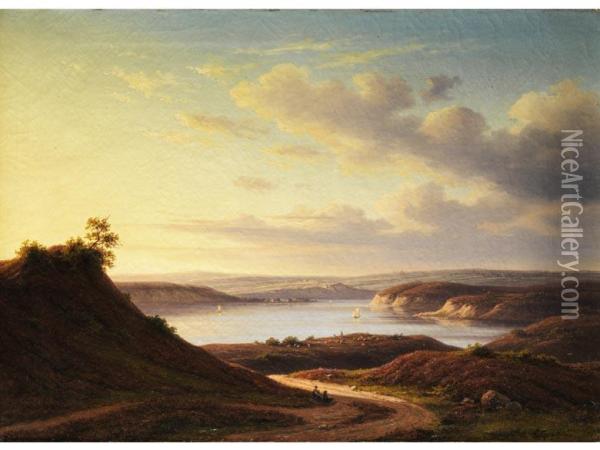 Abendliche Flusslandschaft Oil Painting - Carl Wilhelm Goetzloff