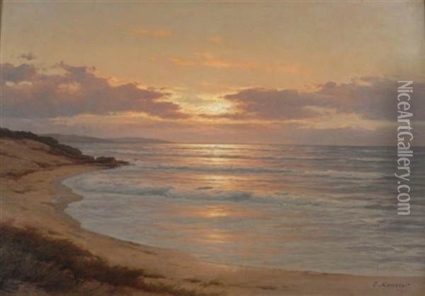 Sonnenuntergang An Meereskuste Oil Painting - Carl Kenzler
