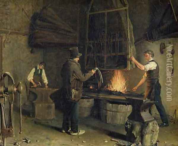 Interior of the Forge, 1837 Oil Painting - Rosine Parran
