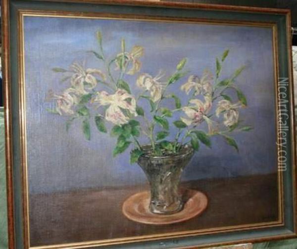Bouquet De Lys Oil Painting - Laurent Gsell