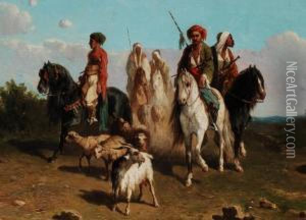 Arabische Reiter In Orientalischer Landschaft Oil Painting - Henri-Arthur Bonnefoy