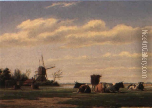 Paysage En Hollande Oil Painting - Jan Zeeuw Van Den Laan