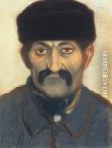 Man With Moustache Oil Painting - Jozsef Rippl-Ronai