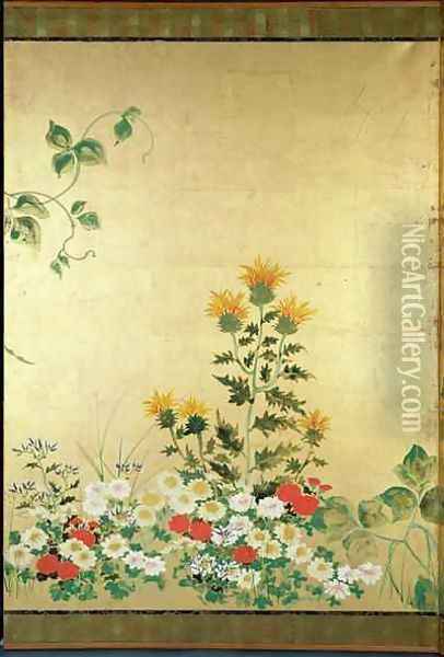 Flowers of the Seasons 4 Oil Painting - Nakamura Hochu