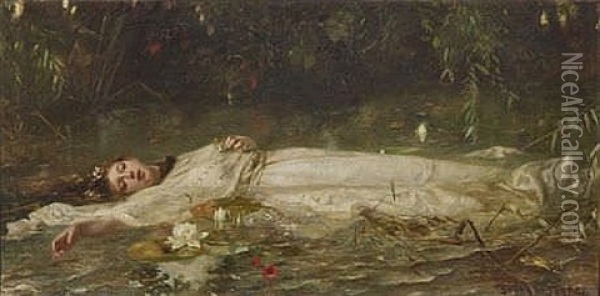 Ophelia Oil Painting - Friedrich Heyser