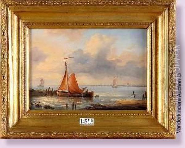 Marine Par Temps Clair Oil Painting - Louis Verboeckhoven