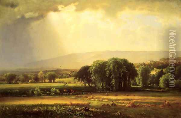 Harvest Scene In The Delaware Valley Oil Painting - George Inness