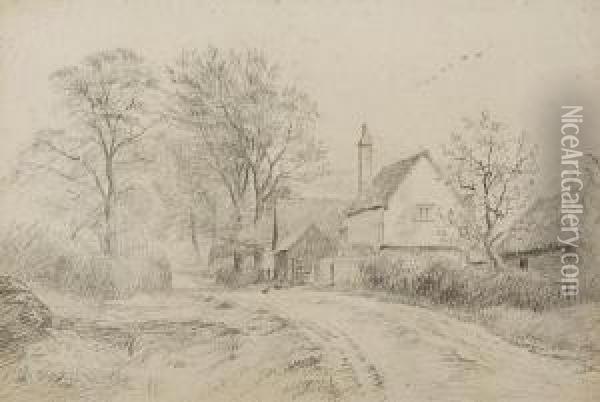 Roadside Sketch, Layer Breton, Essex Oil Painting - George Thomas Rope