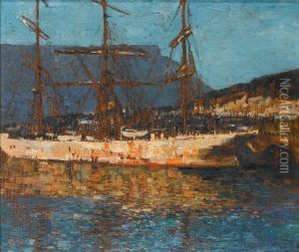 The Waterfront, Cape Town Oil Painting - Robert Gwelo Goodman