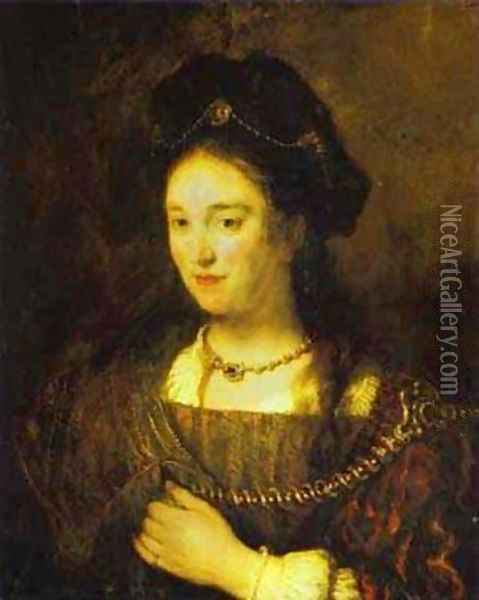 The Artists Wife Saskia 1643 Oil Painting - Harmenszoon van Rijn Rembrandt