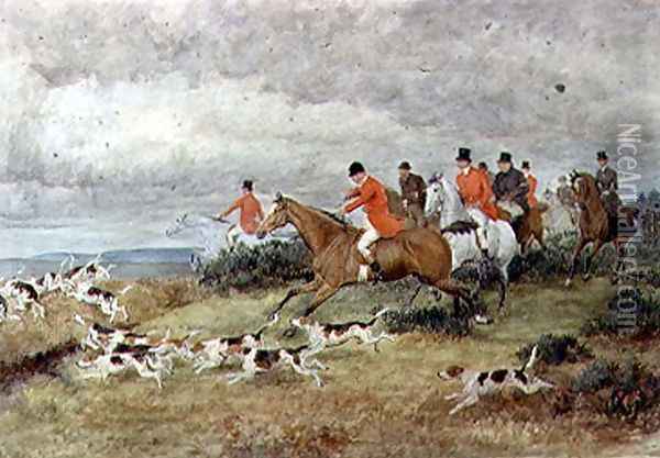 Fox Hunting in Surrey Oil Painting - Randolph Caldecott